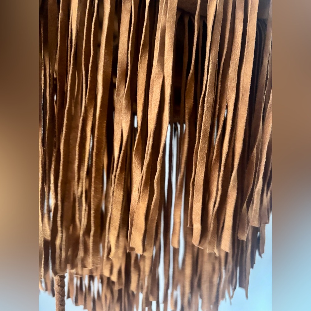 Antik Batik Gorgeous 100% leather Suede Honey- Brown Fringed Shoulder Bag - Picture 3 of 7